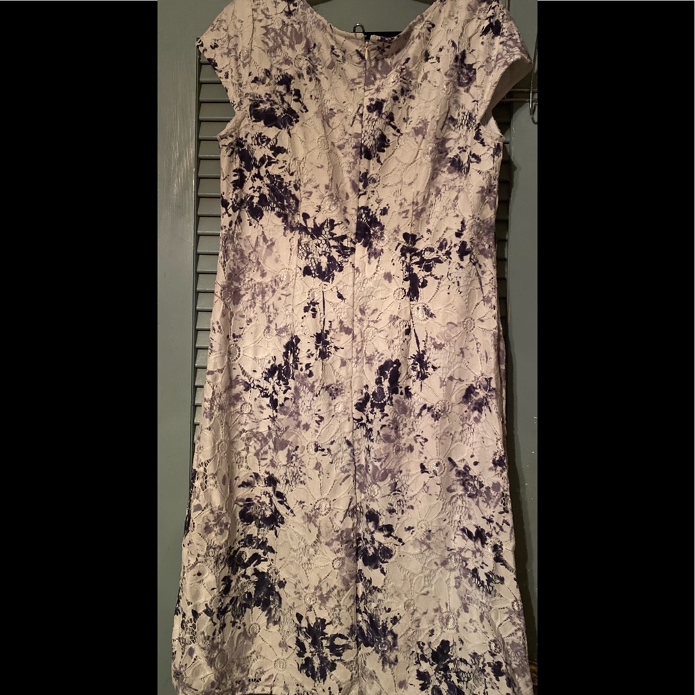 Chetta B Cream Lace Midi Dress with Purple Floral Accents